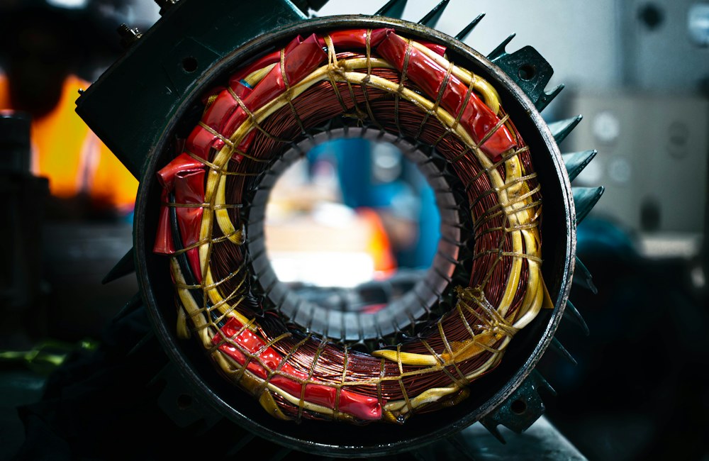 Copper windings inside an electric motor stator